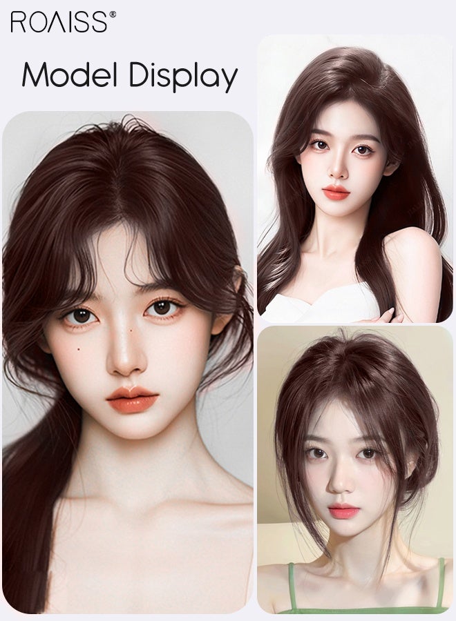 roaiss Women's Invisible Seamless Hair Topper, Elegant Middle-parted Bangs, Thin  Breathable Inner Net Hairpiece, Suitable for Women with Sparse Hair Loss, Covering Grey Hair Increasing Hair Volume, Dark Brown, 7x7 cm - Image 5